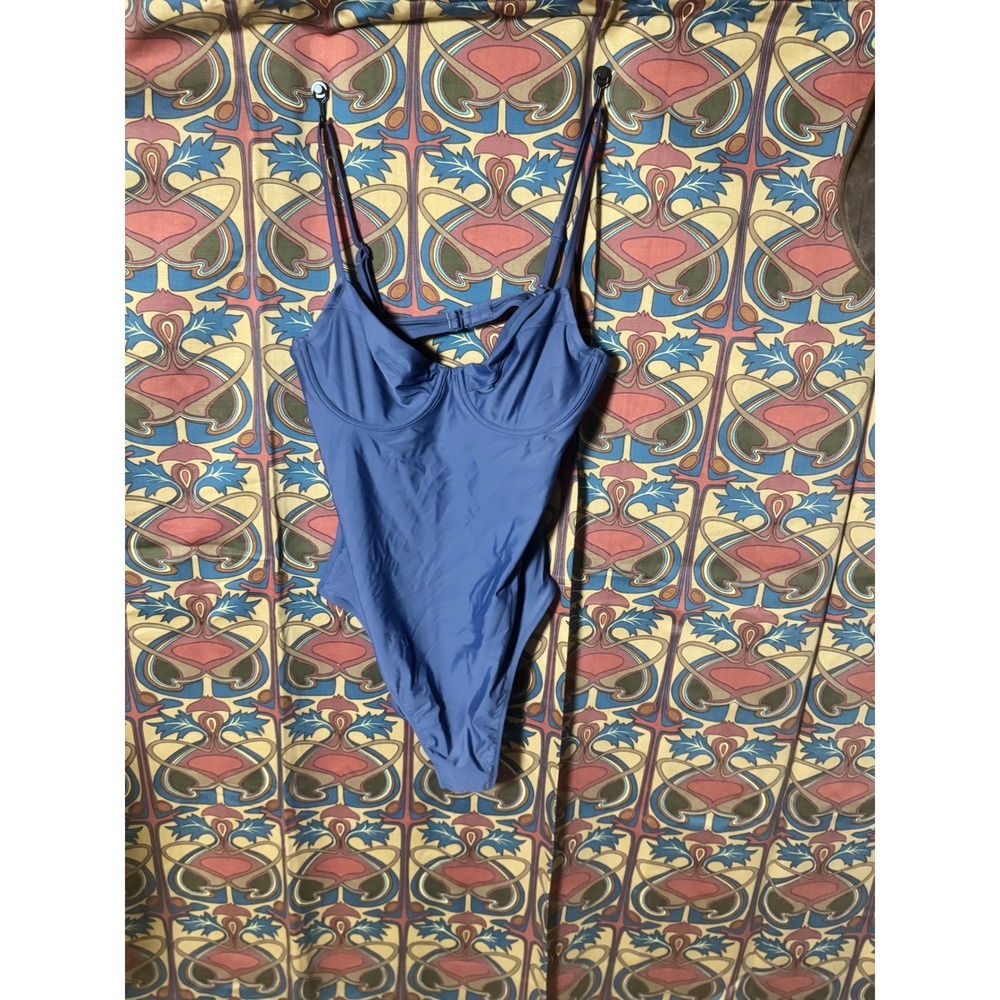 Aerie Blue One Piece Swimsuit Cutout Back Detail Women's
